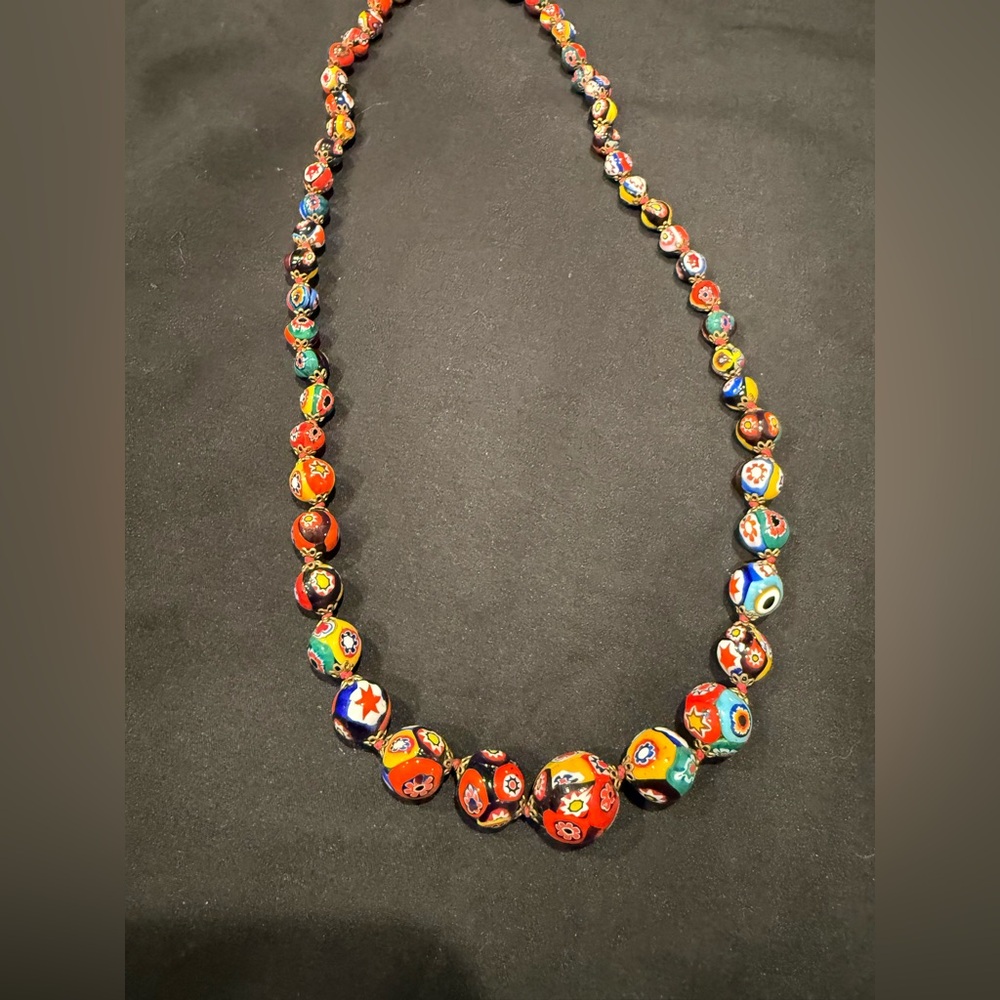 Vintage ERCOLE MORETTI Murano Glass Graduated Bead Millefiori Stunning Necklace - Picture 2 of 16
